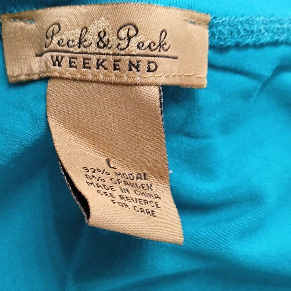 Peck & Peck weekend turquoise tank top Sz L - Picture 5 of 5